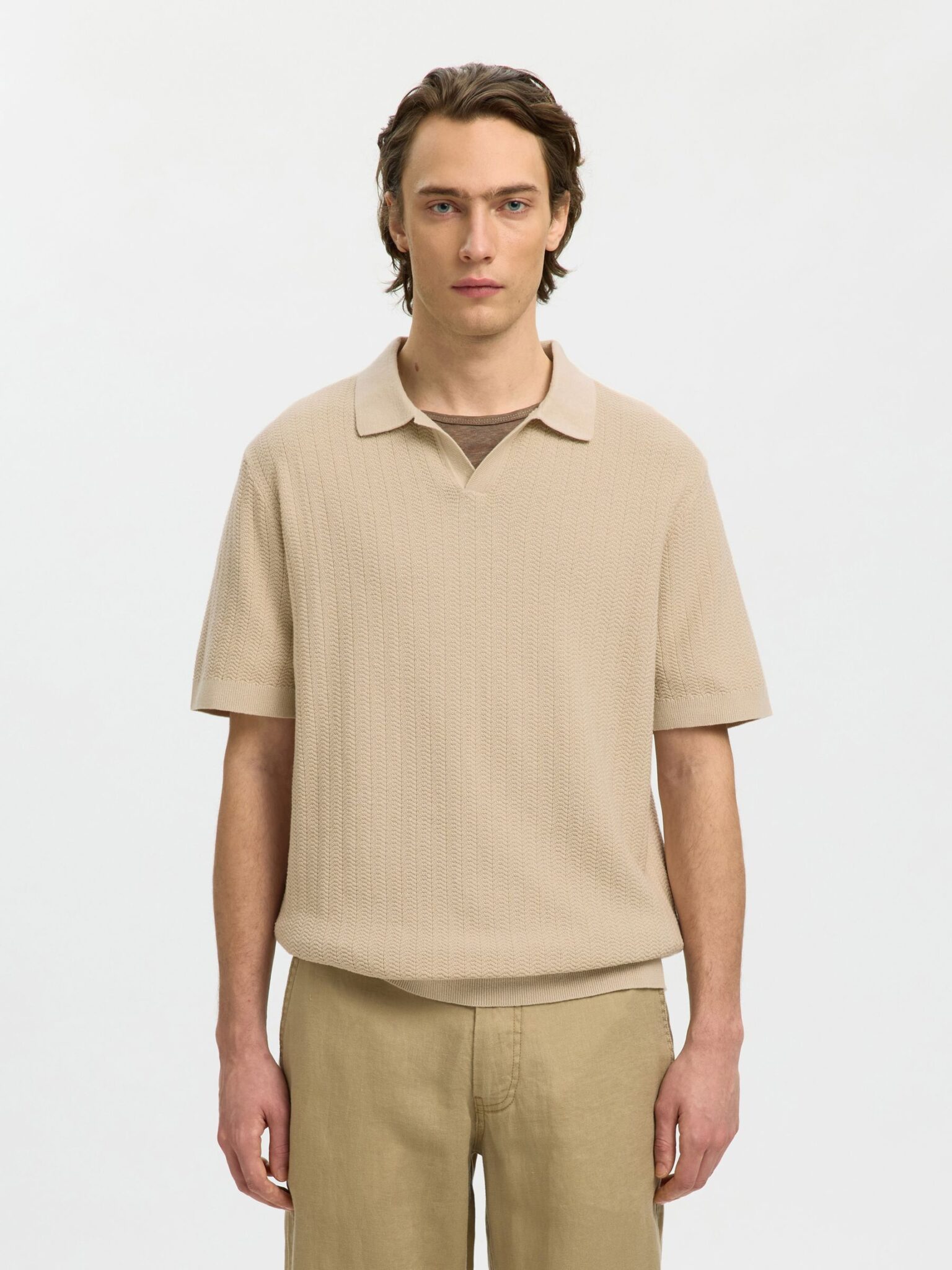 SELECTED SLHMATTIS SS LINEN BLEND STRUC POLO NOOS | MINT GREEN