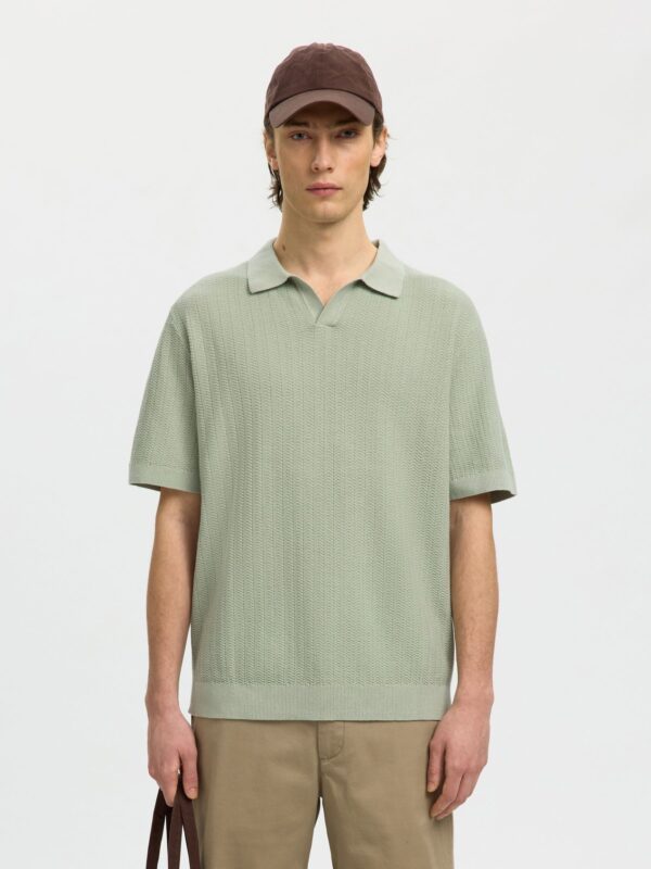 SELECTED SLHMATTIS SS LINEN BLEND STRUC POLO NOOS | MINT GREEN SELECTED SLHMATTIS SS LINEN BLEND STRUC POLO NOOS | MINT GREEN