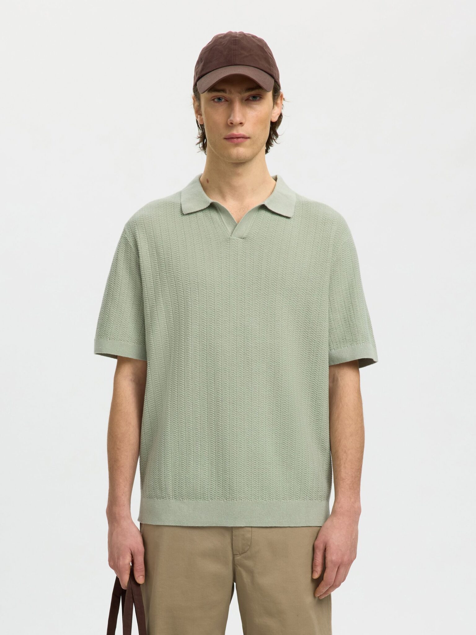 SELECTED SLHMATTIS SS LINEN BLEND STRUC POLO NOOS | MINT GREEN