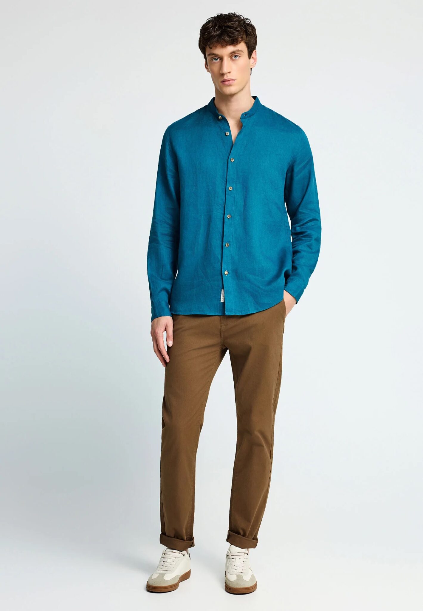 FUNKY BUDDHA ΑΝΔΡΙΚΉ ΜΠΛΟΎΖΑ ΚΟΝΤΌ ΜΑΝΊΚΙ BASIC | DARK BLUE