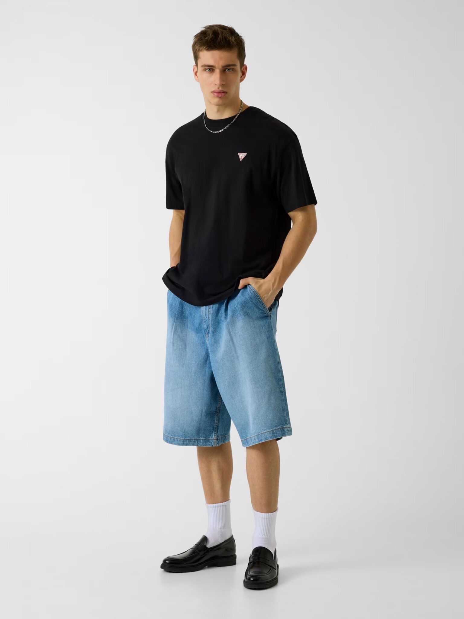 GUESS JEANS SS BOXY CROPPED OTTOMAN ΜΠΛΟΥΖΑ ΑΝΔΡΙΚΟ | BLACK