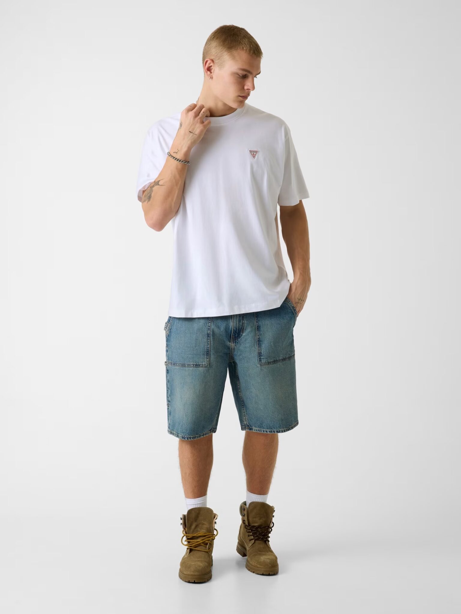 GUESS JEANS SS BOXY CROPPED OTTOMAN ΜΠΛΟΥΖΑ ΑΝΔΡΙΚΟ | BLACK