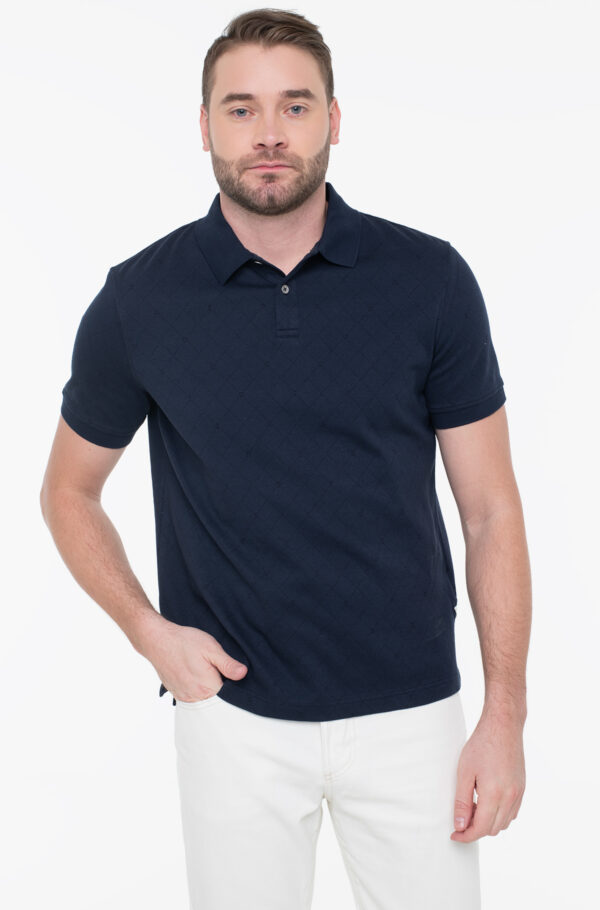 GUESS SS JACQUARD ALLOVER POLO ΜΠΛΟΥΖΑ ΑΝΔΡΙΚΟ | DARK BLUE GUESS SS JACQUARD ALLOVER POLO ΜΠΛΟΥΖΑ ΑΝΔΡΙΚΟ | DARK BLUE