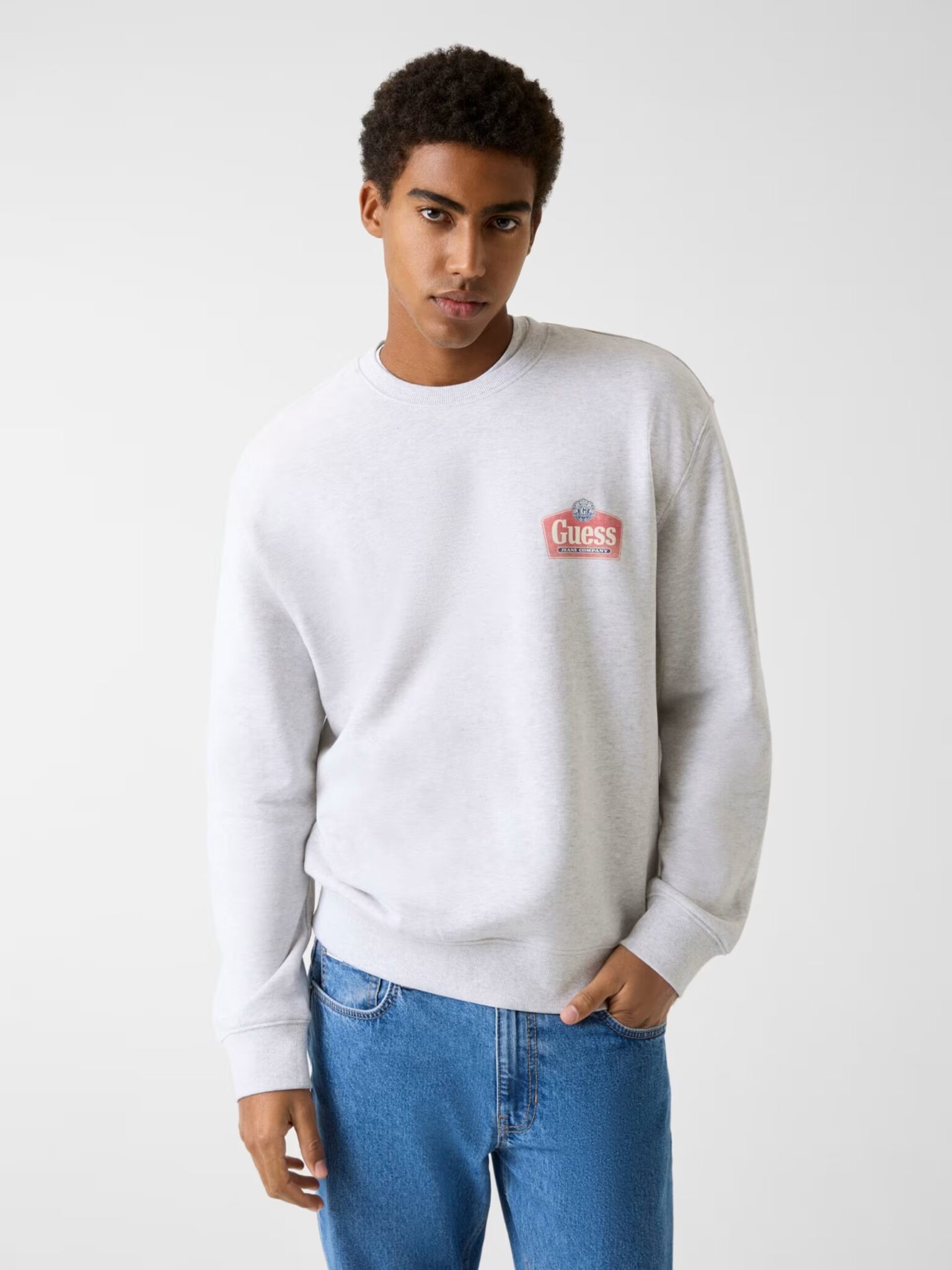 GUESS JEANS DROP SHOULDER EMB CROPPED C ΦΟΥΤΕΡ ΓΥΝΑΙΚΕΙΟ | LIGHT GREY