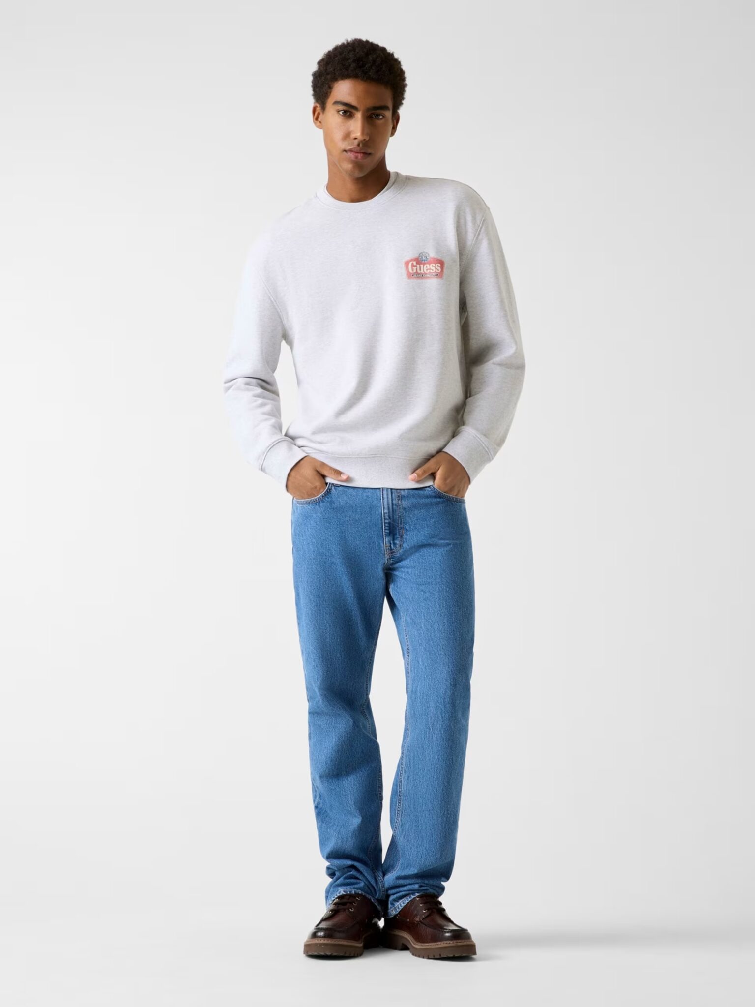 GUESS JEANS DROP SHOULDER EMB CROPPED C ΦΟΥΤΕΡ ΓΥΝΑΙΚΕΙΟ | LIGHT GREY