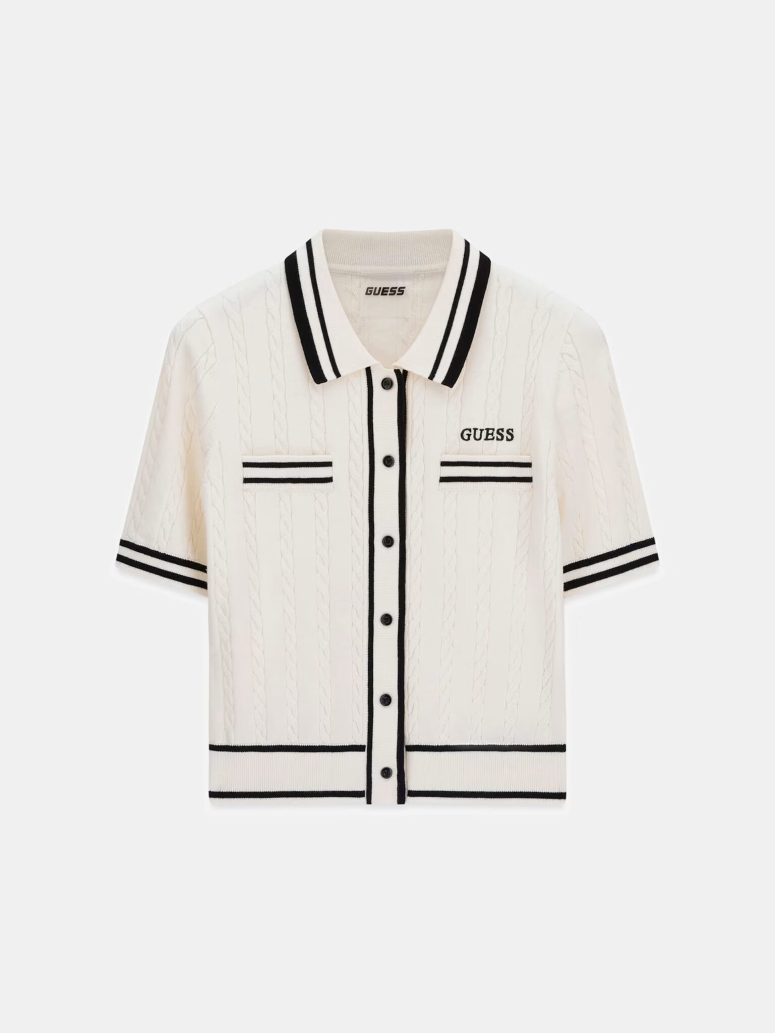 GUESS ATHLEISURE SHARI POLO CARDI SWTR ΠΛΕΚΤΟ ΓΥΝΑΙΚΕΙΟ | OFF WHITE GUESS ATHLEISURE SHARI POLO CARDI SWTR ΠΛΕΚΤΟ ΓΥΝΑΙΚΕΙΟ | OFF WHITE