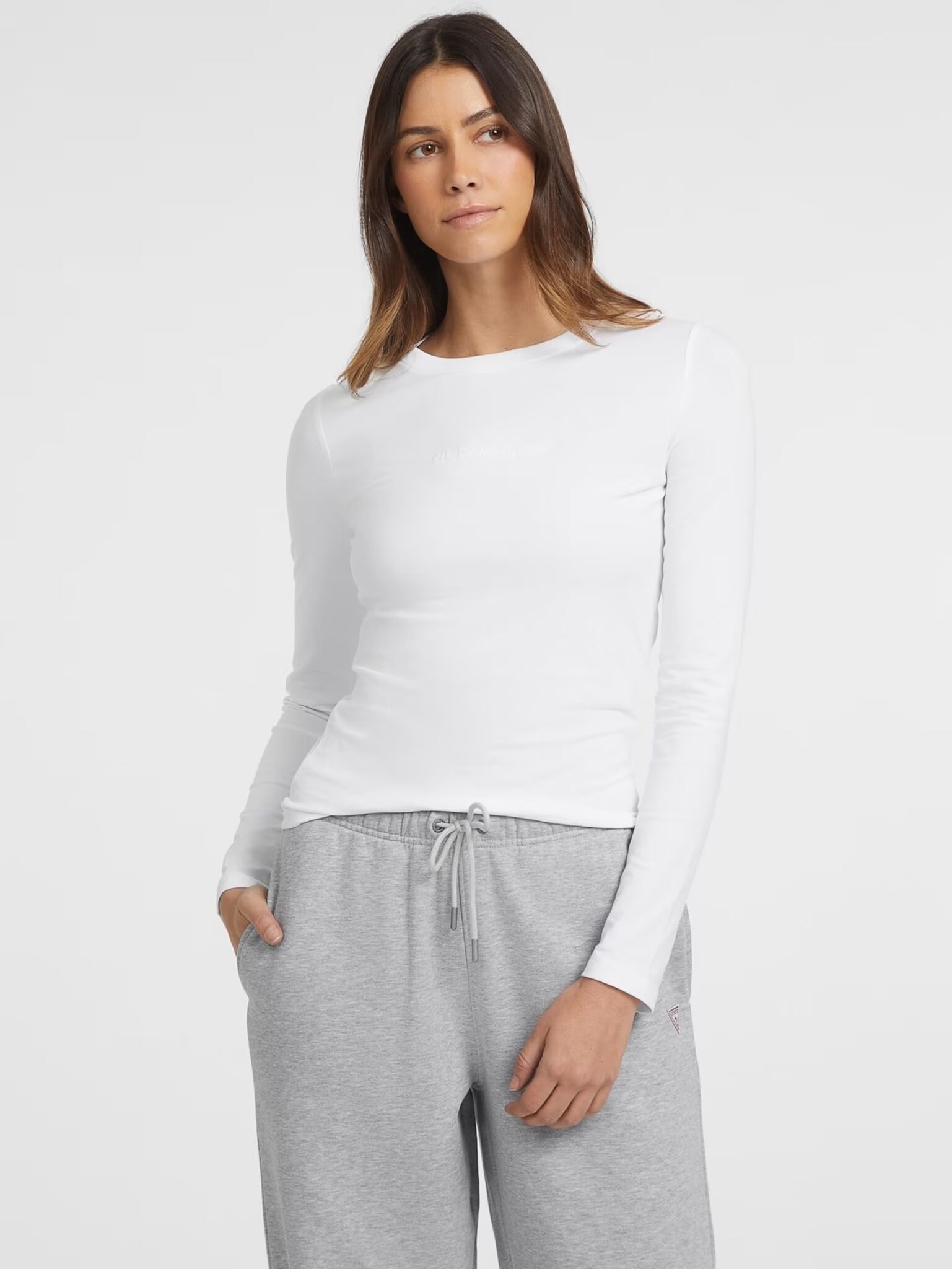 GUESS JEANS DROP SHOULDER EMB CROPPED C ΦΟΥΤΕΡ ΓΥΝΑΙΚΕΙΟ | LIGHT GREY