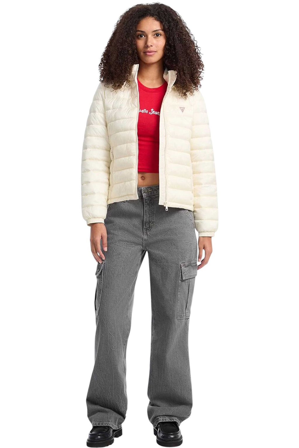 GUESS JEANS HOODED PUFFER ΜΠΟΥΦΑΝ ΓΥΝΑΙΚΕΙΟ | SAND GUESS JEANS HOODED PUFFER ΜΠΟΥΦΑΝ ΓΥΝΑΙΚΕΙΟ | SAND