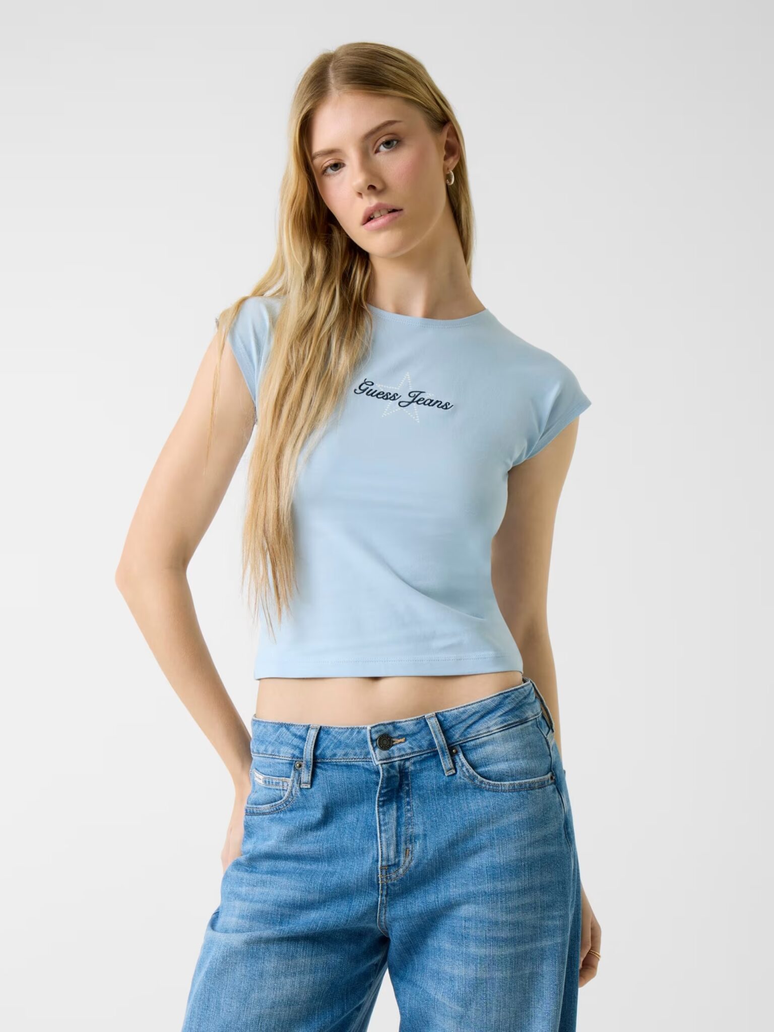 GUESS JEANS DROP SHOULDER EMB CROPPED C ΦΟΥΤΕΡ ΓΥΝΑΙΚΕΙΟ | LIGHT GREY