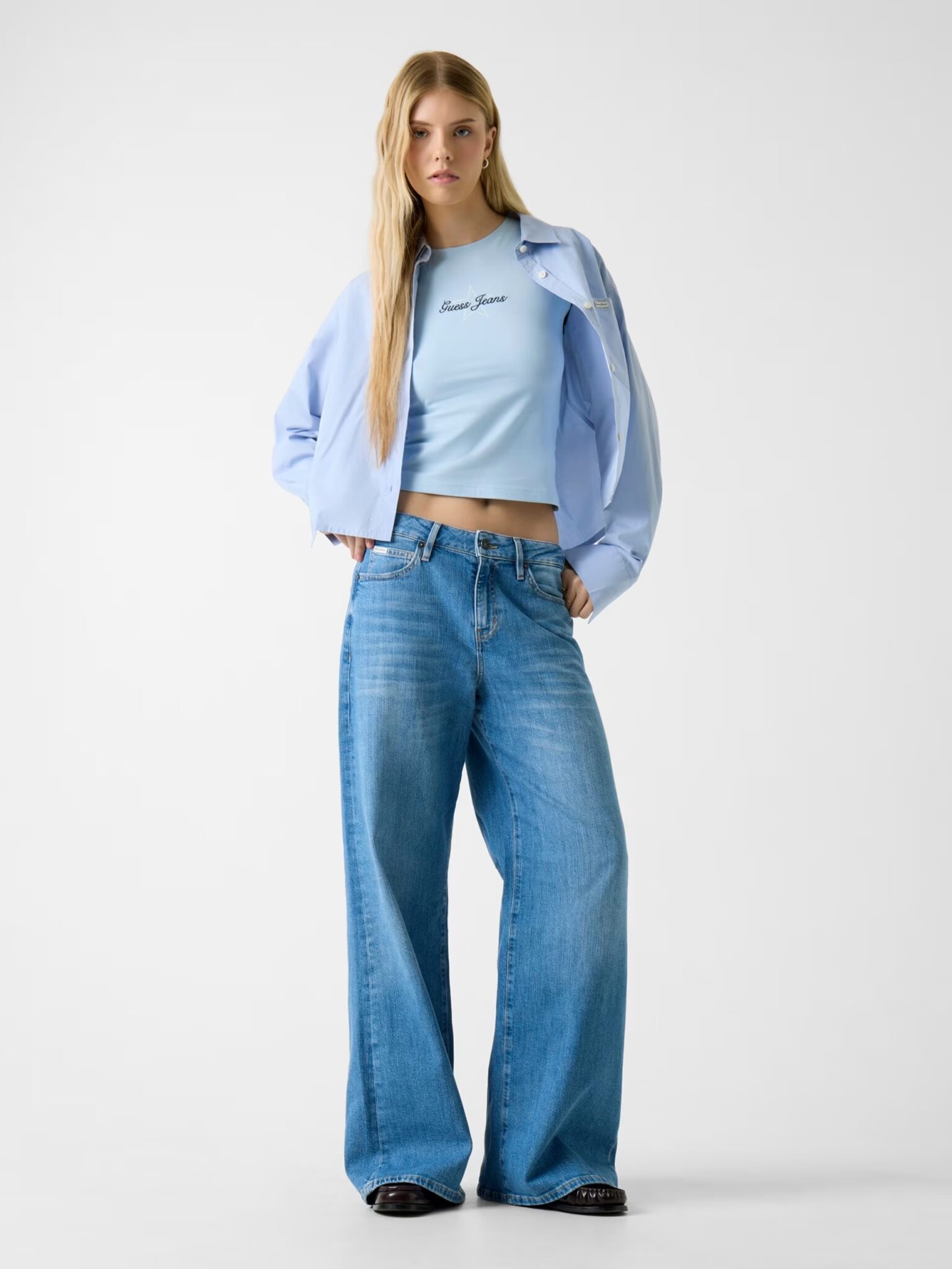 GUESS JEANS DROP SHOULDER EMB CROPPED C ΦΟΥΤΕΡ ΓΥΝΑΙΚΕΙΟ | LIGHT GREY