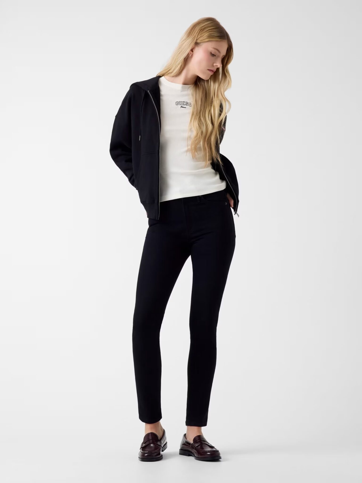 GUESS JEANS DROP SHOULDER EMB CROPPED C ΦΟΥΤΕΡ ΓΥΝΑΙΚΕΙΟ | LIGHT GREY