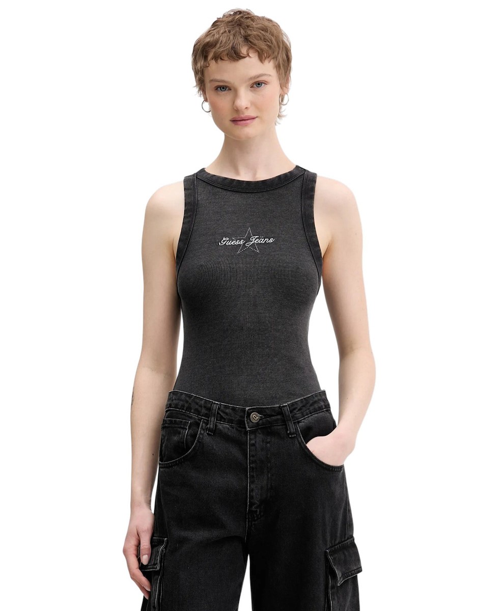 GUESS JEANS DROP SHOULDER EMB CROPPED C ΦΟΥΤΕΡ ΓΥΝΑΙΚΕΙΟ | LIGHT GREY