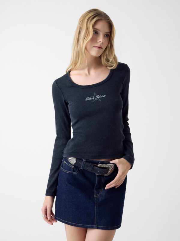 GUESS JEANS LS SCOUP NECK RIB ΜΠΛΟΥΖΑ ΓΥΝΑΙΚΕΙΟ | BLACK GUESS JEANS LS SCOUP NECK RIB ΜΠΛΟΥΖΑ ΓΥΝΑΙΚΕΙΟ | BLACK