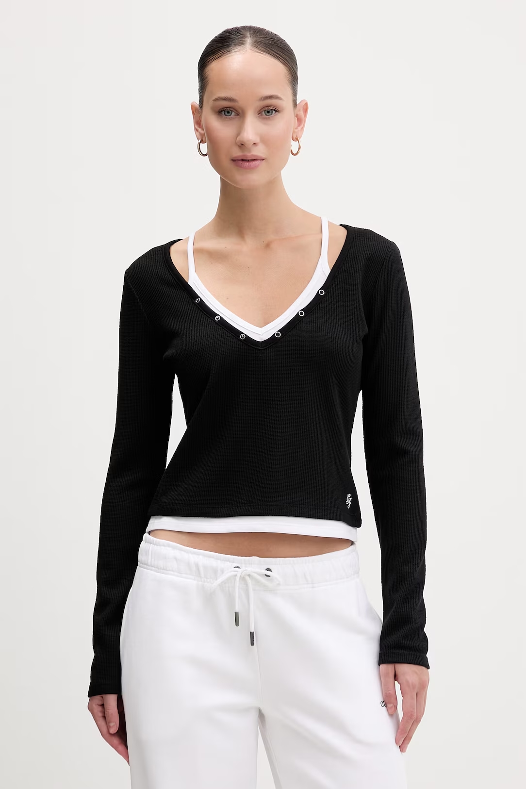 GUESS JEANS DROP SHOULDER EMB CROPPED C ΦΟΥΤΕΡ ΓΥΝΑΙΚΕΙΟ | LIGHT GREY