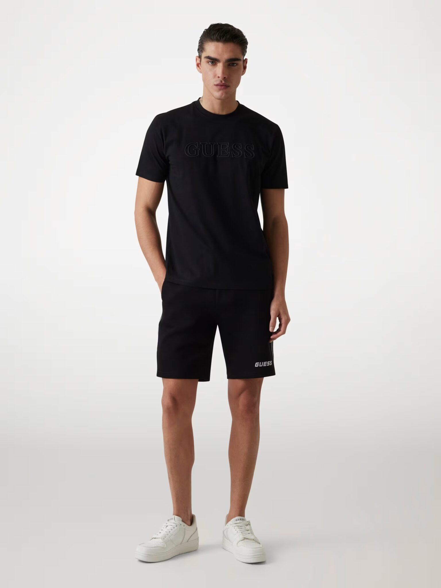 GUESS JEANS SS BOXY CROPPED OTTOMAN ΜΠΛΟΥΖΑ ΑΝΔΡΙΚΟ | BLACK