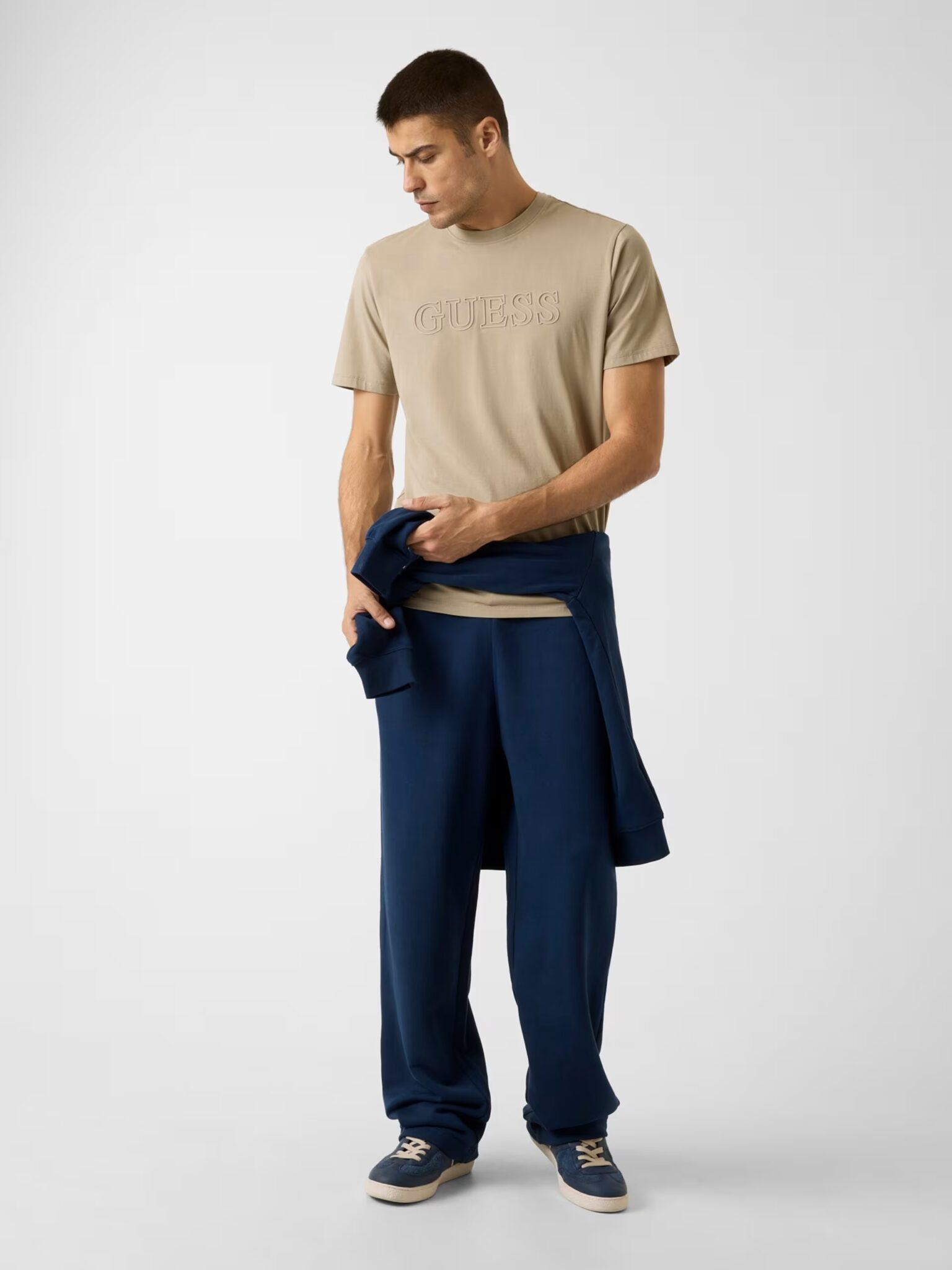 GUESS JEANS SS BOXY CROPPED OTTOMAN ΜΠΛΟΥΖΑ ΑΝΔΡΙΚΟ | BLACK