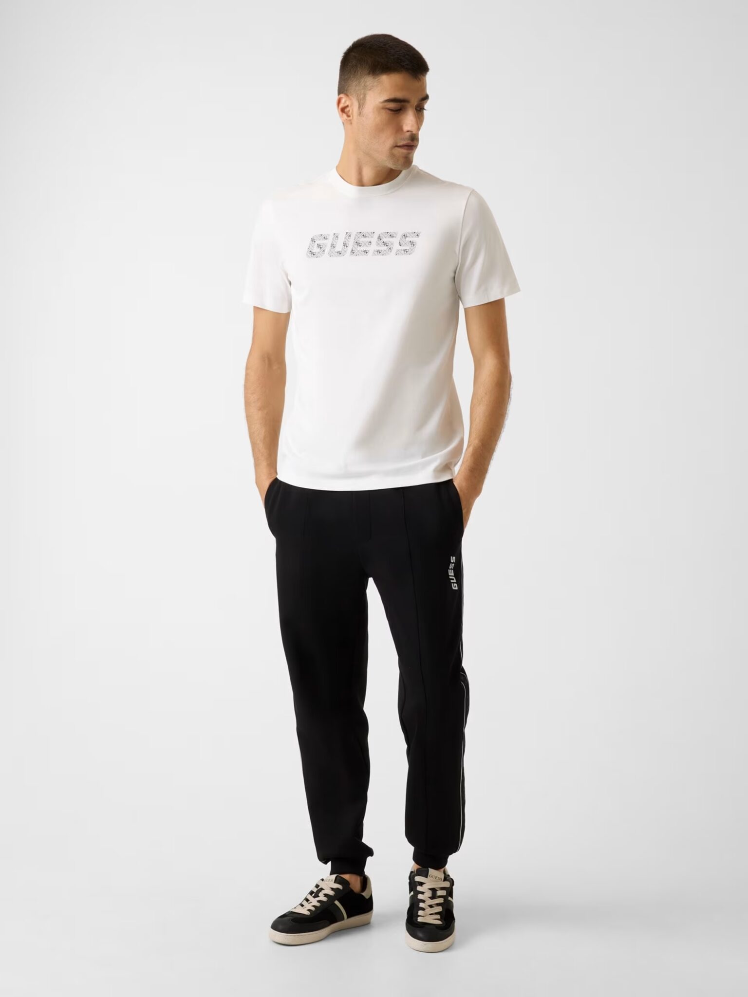 GUESS JEANS SS BOXY CROPPED OTTOMAN ΜΠΛΟΥΖΑ ΑΝΔΡΙΚΟ | BLACK