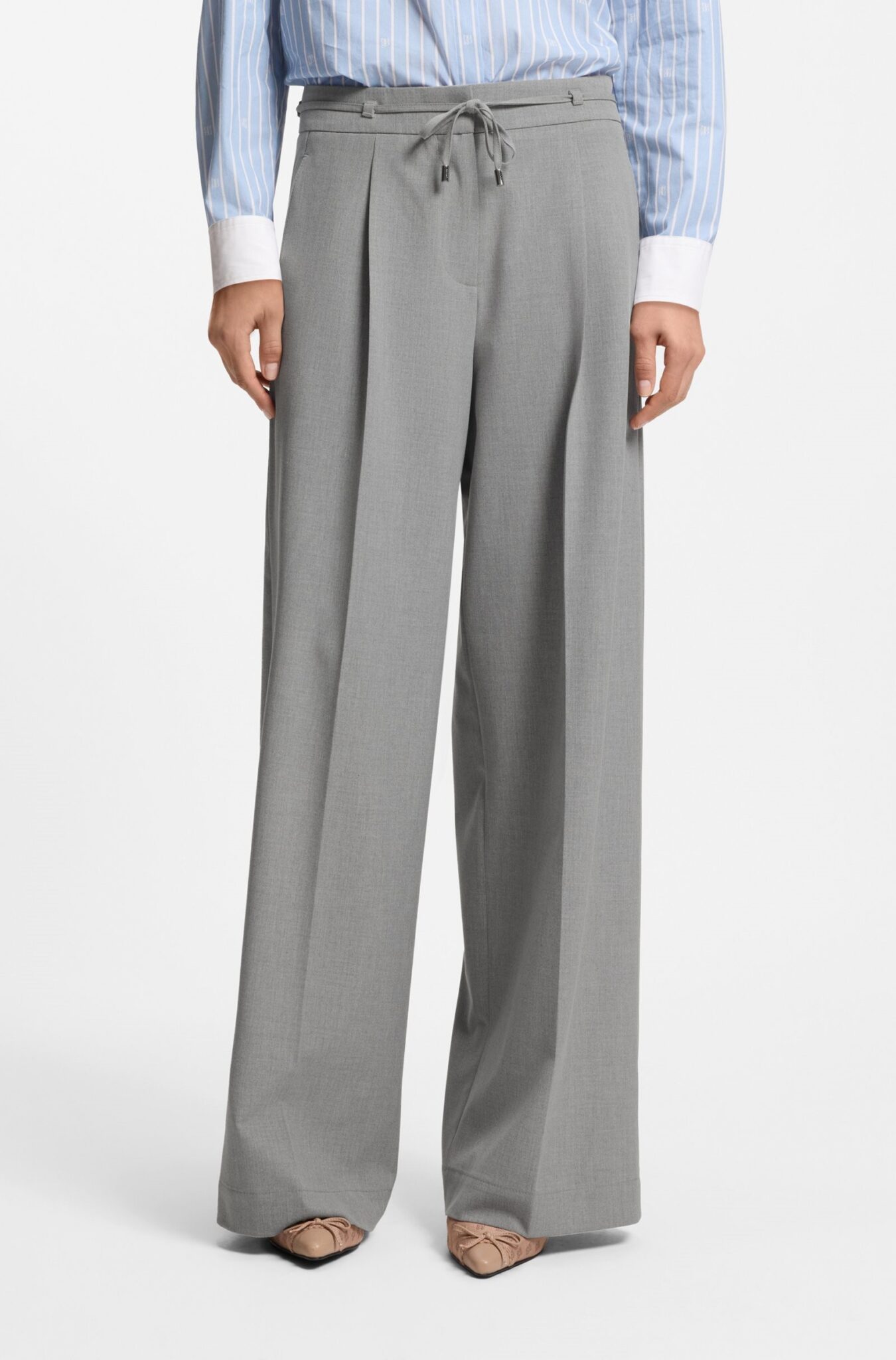 KARL LAGERFELD JEANS KLJ PLEATED LOGO PANT B2W10059 | OFF WHITE