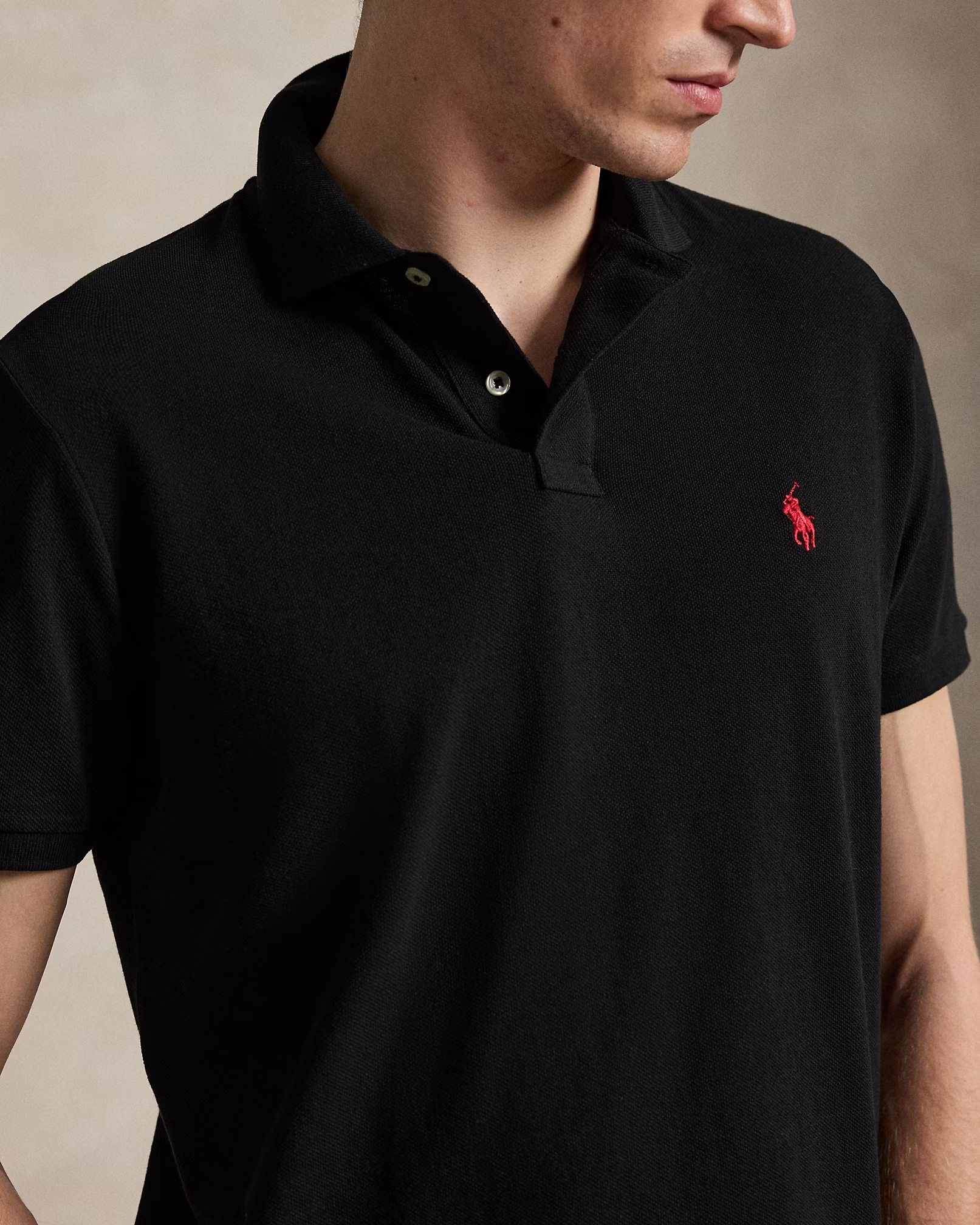 POLO RALPH LAUREN BASIC MESH-SSL-KNT 710782592-72 | BLACK POLO RALPH LAUREN BASIC MESH-SSL-KNT 710782592-72 | BLACK