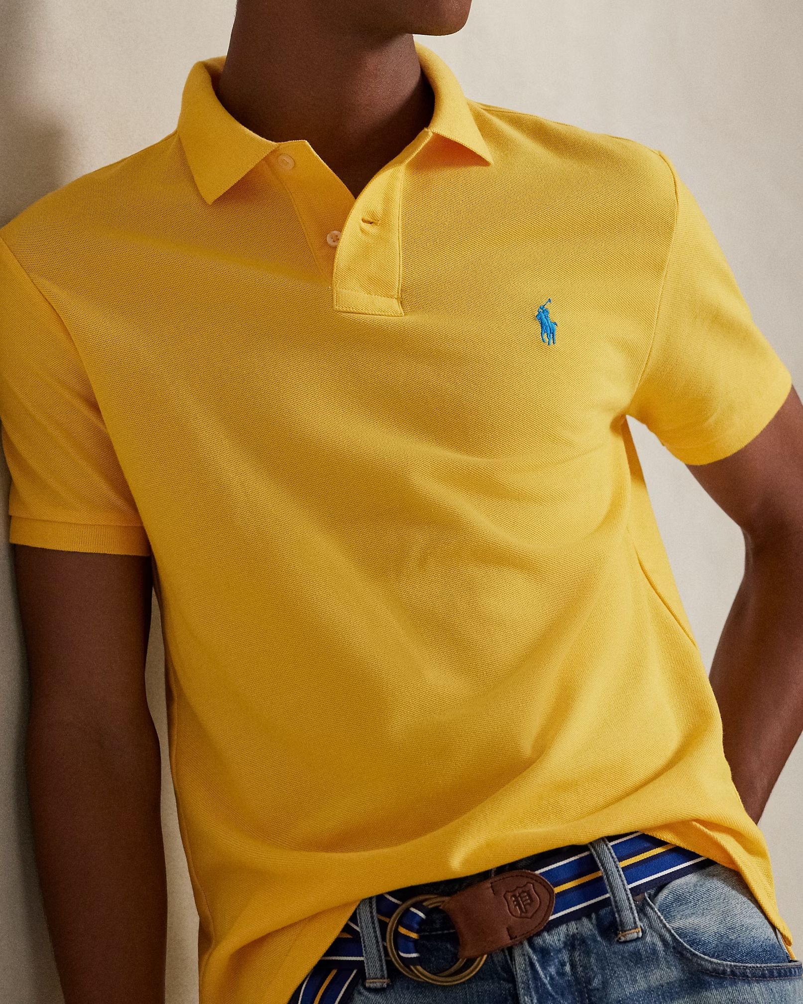 POLO RALPH LAUREN BASIC MESH-SSL-KNT 710782592-72 | YELLOW POLO RALPH LAUREN BASIC MESH-SSL-KNT 710782592-72 | YELLOW