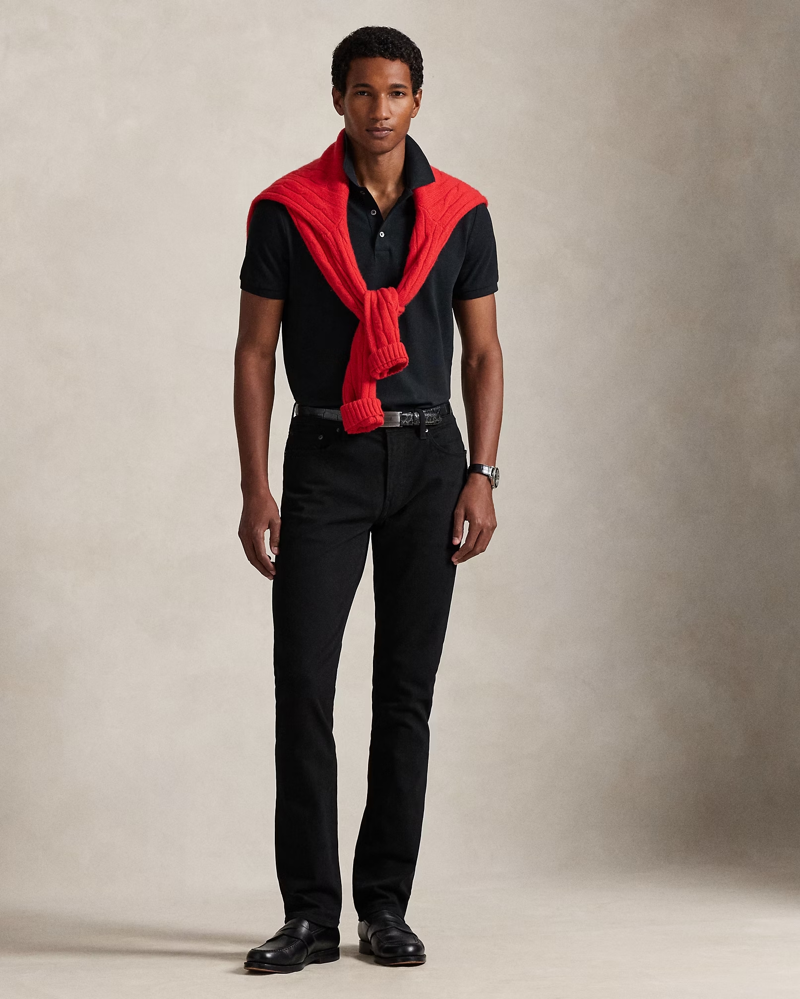 POLO RALPH LAUREN STRETCH MESH-SSL-PSH 710941439-72 | BLACK POLO RALPH LAUREN STRETCH MESH-SSL-PSH 710941439-72 | BLACK