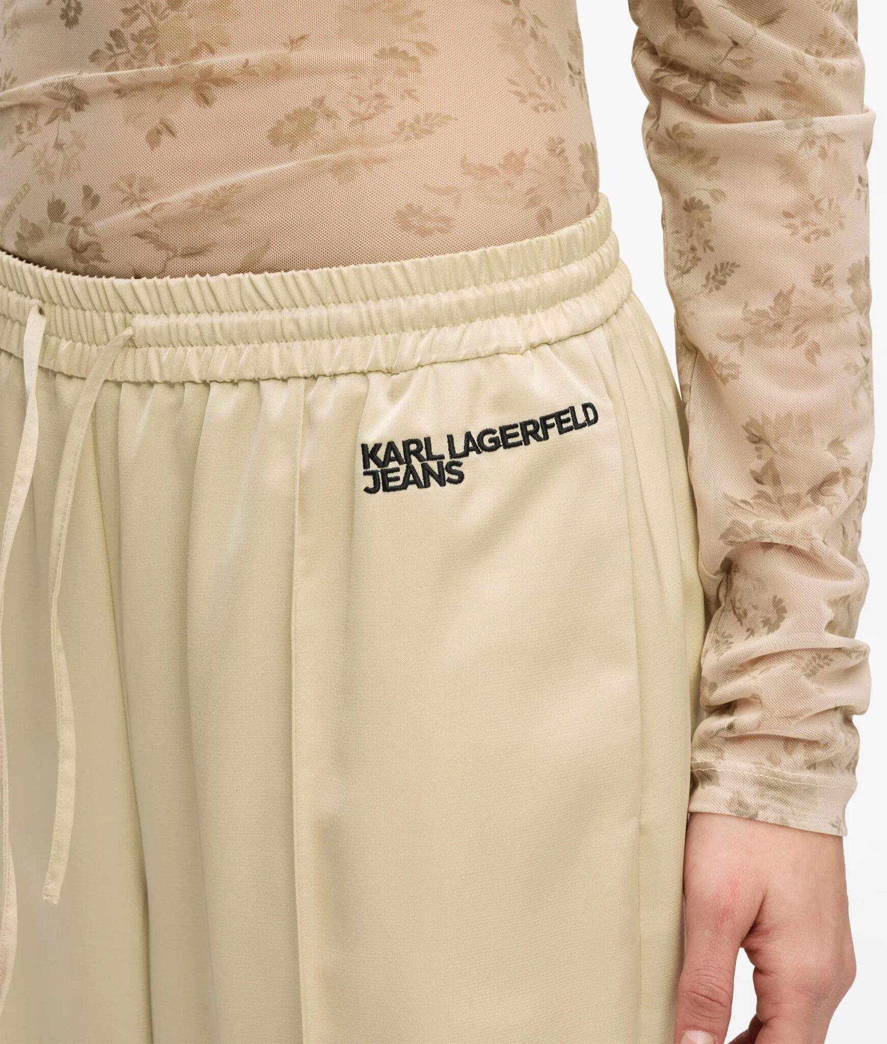 KARL LAGERFELD JEANS KLJ PLEATED LOGO PANT B2W10059 | OFF WHITE