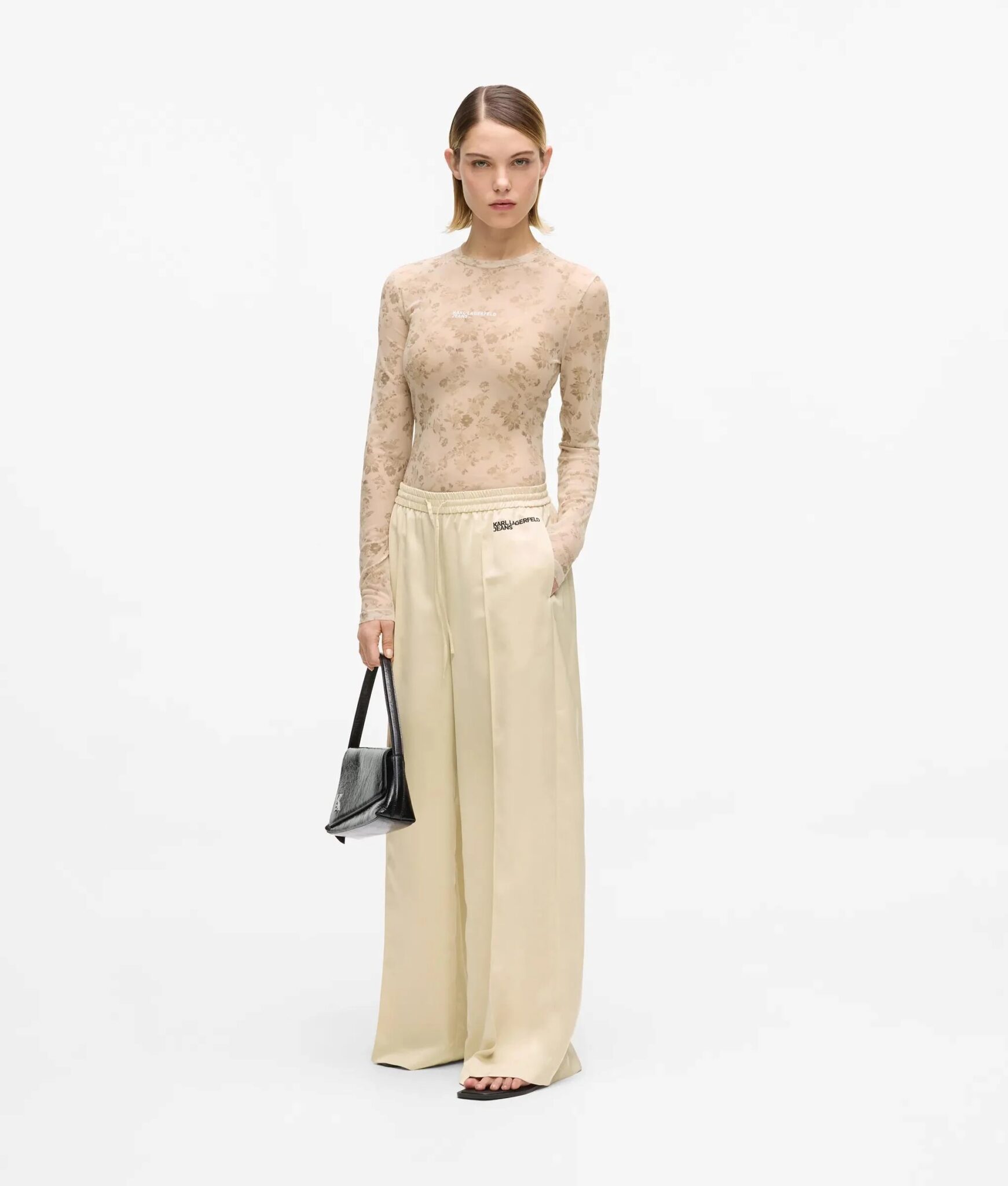 KARL LAGERFELD JEANS KLJ WIDE LEG SATIN PANT B2W10058 | BEIGE KARL LAGERFELD JEANS KLJ WIDE LEG SATIN PANT B2W10058 | BEIGE