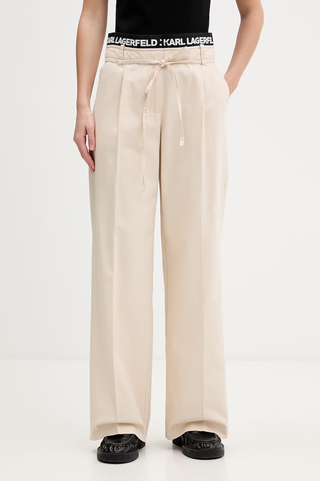 KARL LAGERFELD JEANS KLJ PLEATED LOGO PANT B2W10059 | OFF WHITE