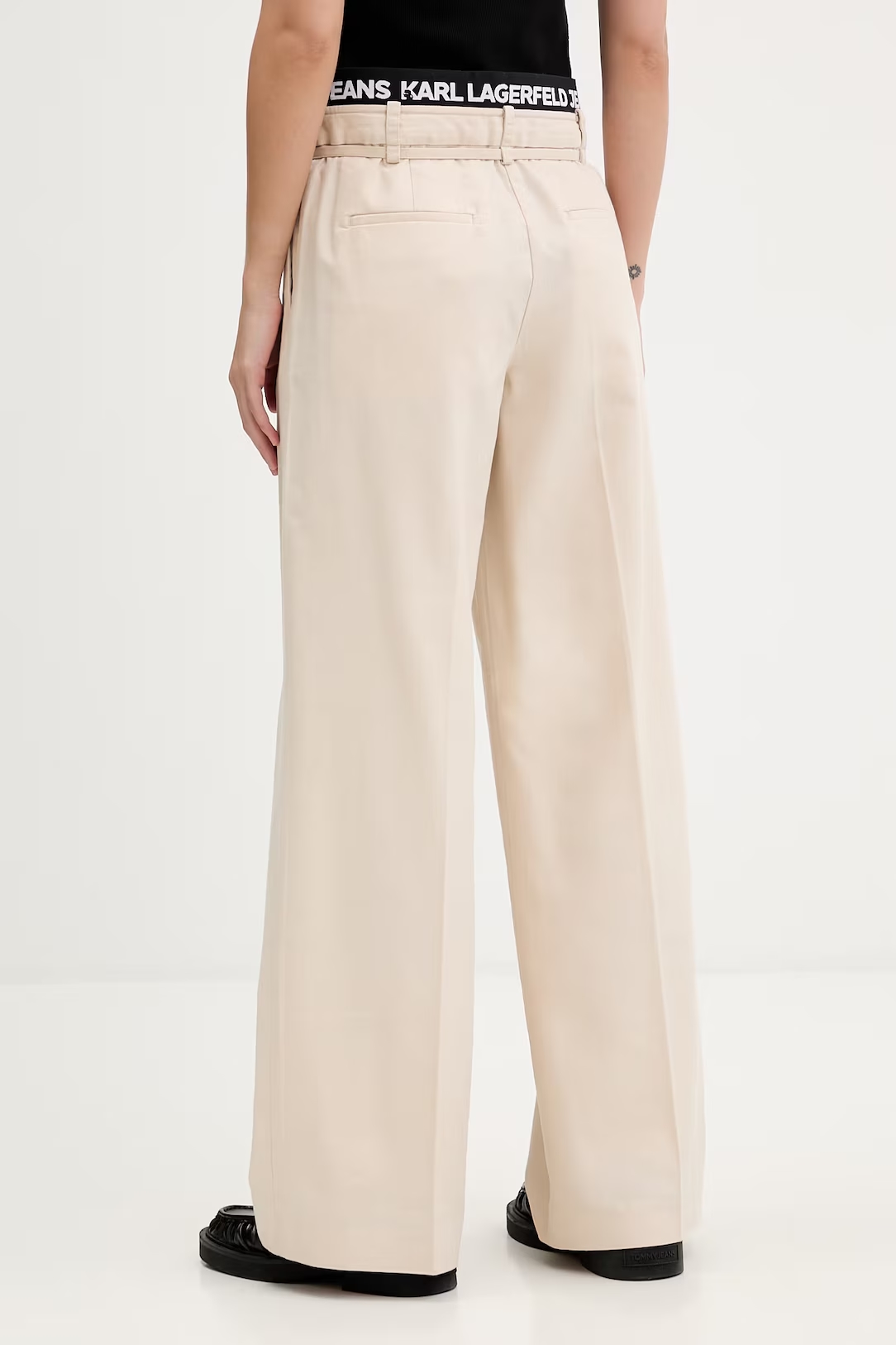 KARL LAGERFELD JEANS KLJ PLEATED LOGO PANT B2W10059 | OFF WHITE