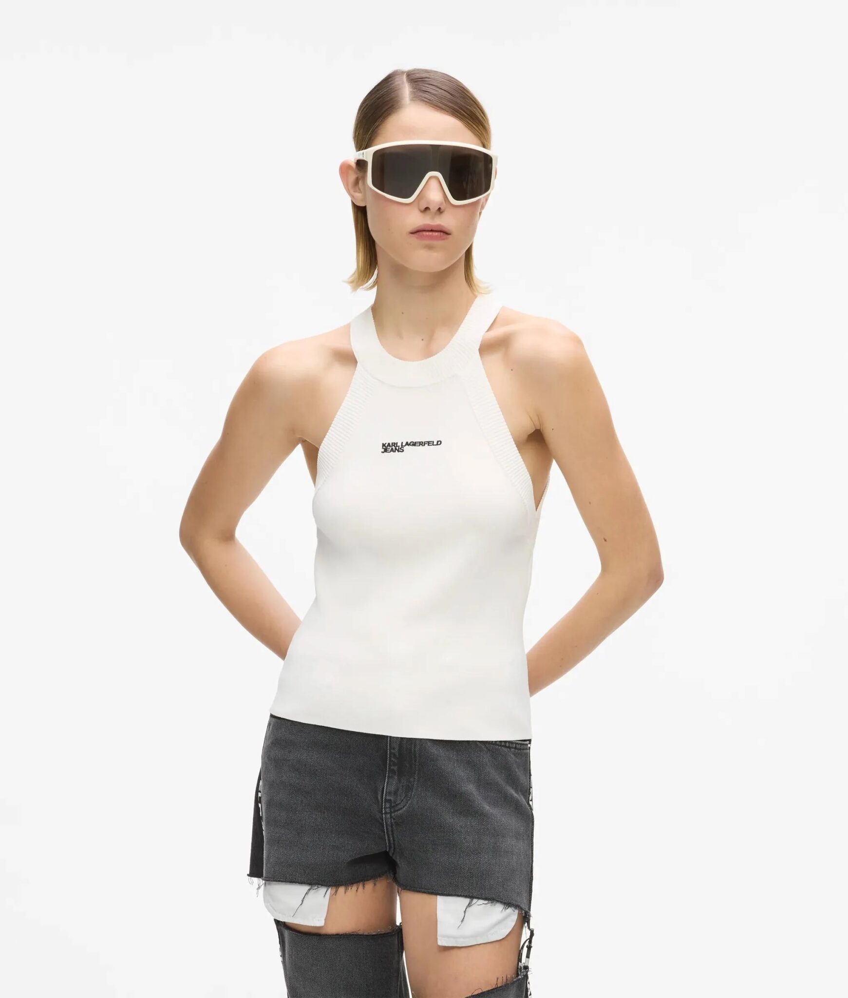KARL LAGERFELD JEANS KLJ KNITTED TANK B2W18022 | WHITE KARL LAGERFELD JEANS KLJ KNITTED TANK B2W18022 | WHITE