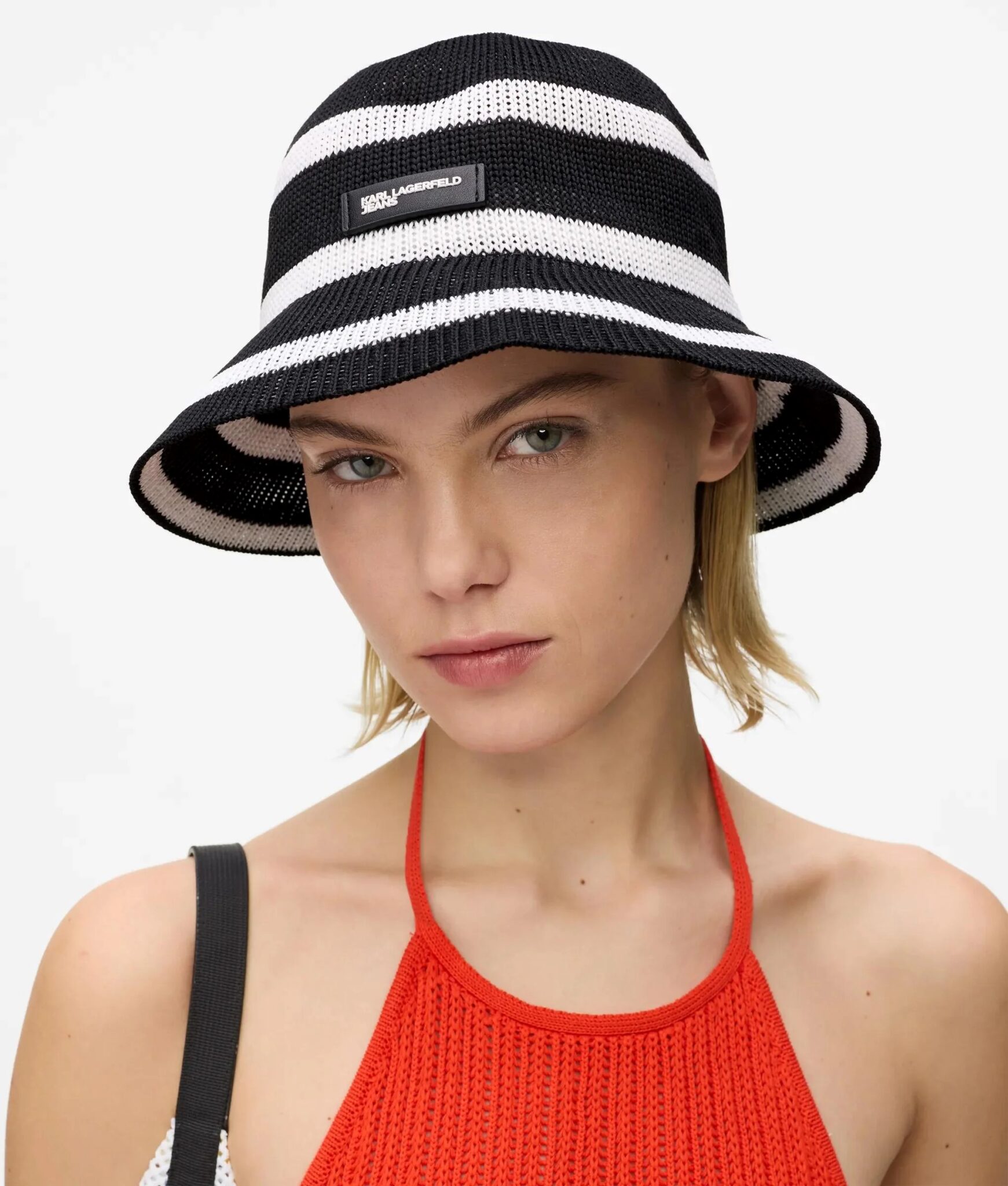 KARL LAGERFELD JEANS KLJ STRIPES KNITTED HAT B2W33005 | BLACK KARL LAGERFELD JEANS KLJ STRIPES KNITTED HAT B2W33005 | BLACK