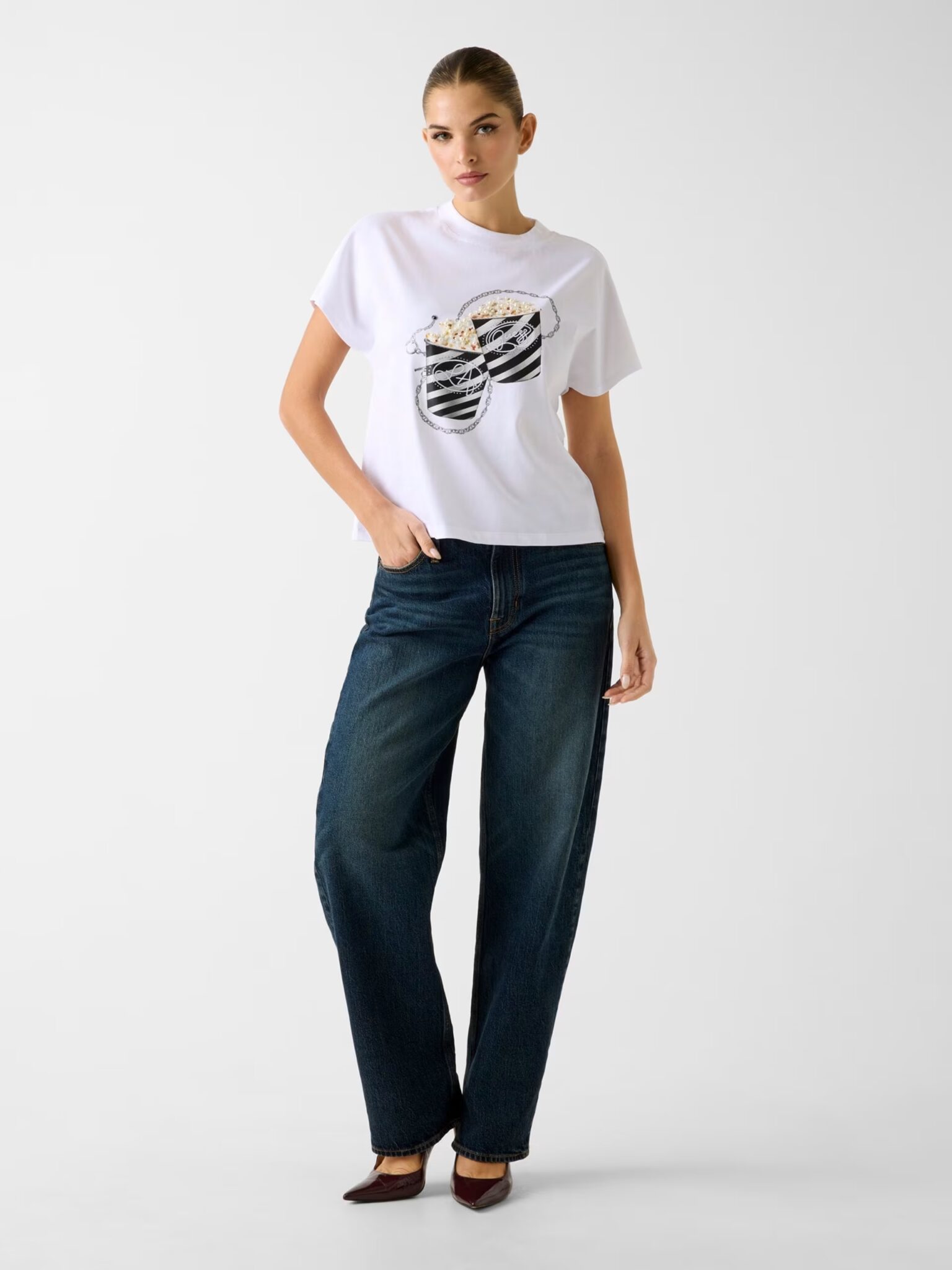 GUESS SS CN POPCORN TEE W6RI28I3Z14 | WHITE GUESS SS CN POPCORN TEE W6RI28I3Z14 | WHITE