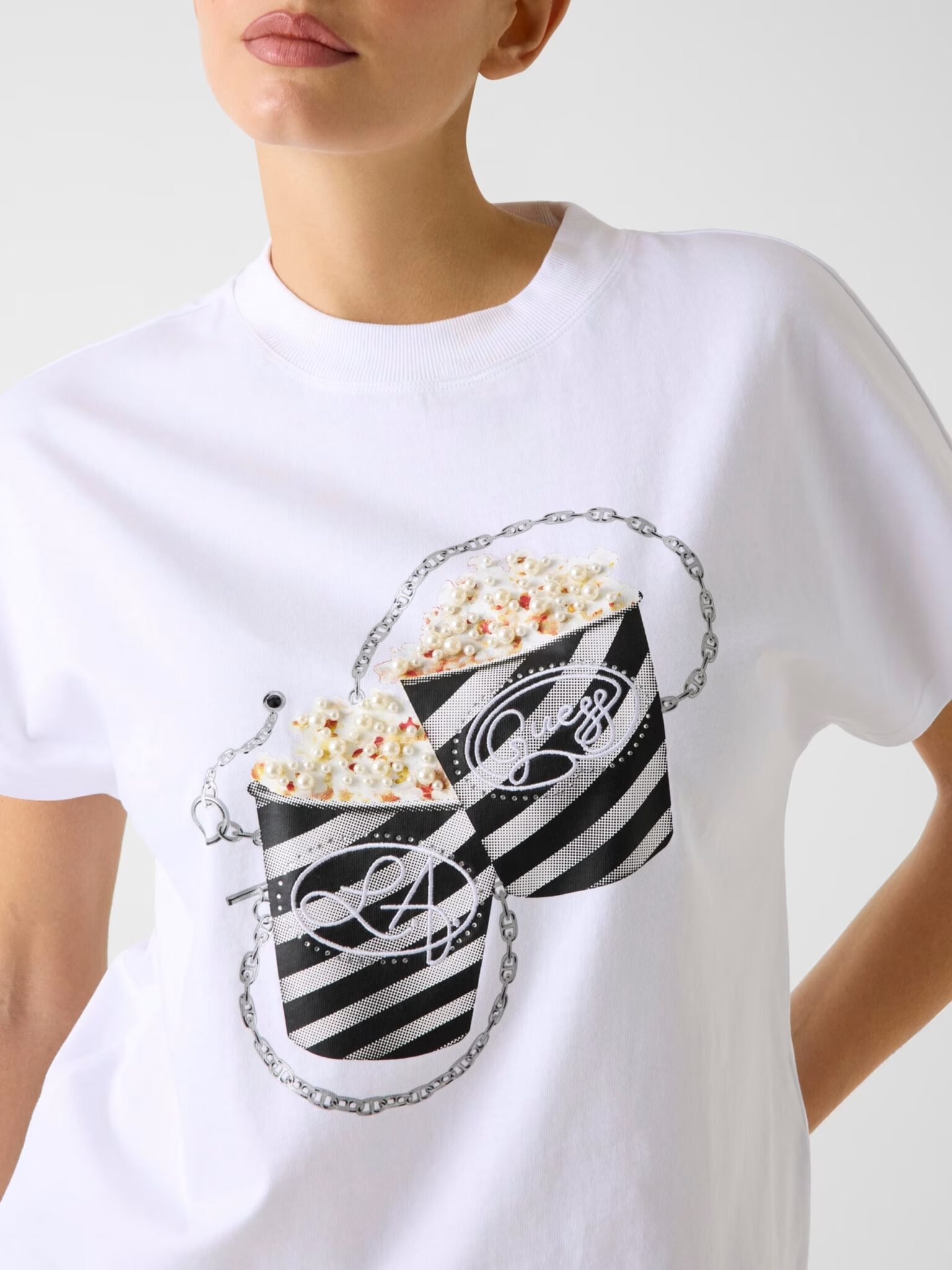 GUESS SS CN POPCORN TEE W6RI28I3Z14 | WHITE GUESS SS CN POPCORN TEE W6RI28I3Z14 | WHITE