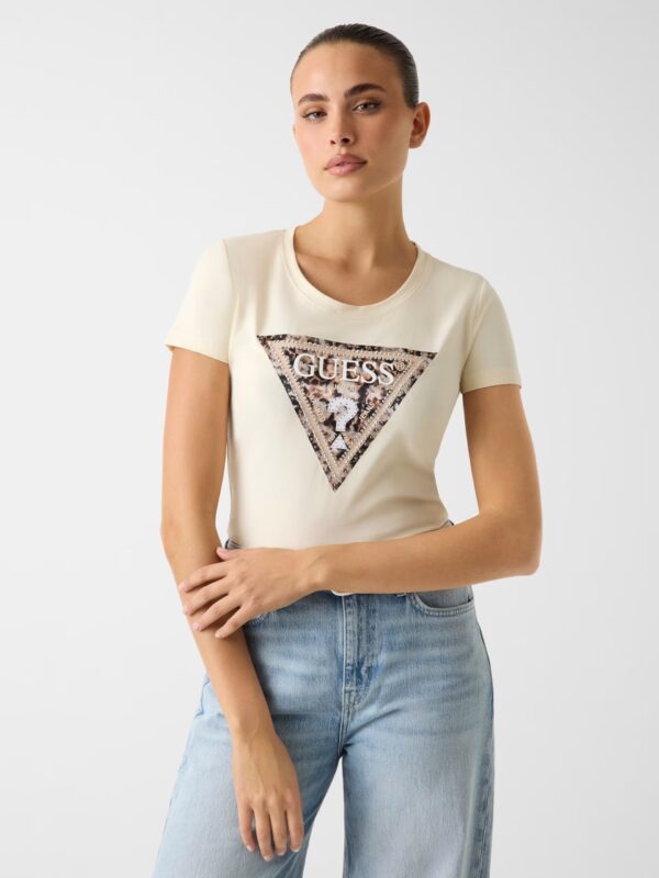 GUESS SS CN LEO TRIANGLE TEE W6RI32J1314 | OFF WHITE GUESS SS CN LEO TRIANGLE TEE W6RI32J1314 | OFF WHITE