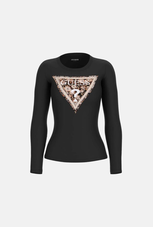 GUESS LS CN LEO TRIANGLE TEE W6RI33J1314 | BLACK GUESS LS CN LEO TRIANGLE TEE W6RI33J1314 | BLACK