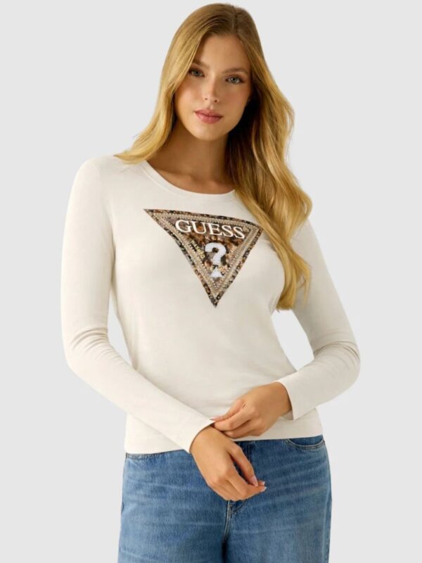 GUESS LS CN LEO TRIANGLE TEE W6RI33J1314 | OFF WHITE GUESS LS CN LEO TRIANGLE TEE W6RI33J1314 | OFF WHITE