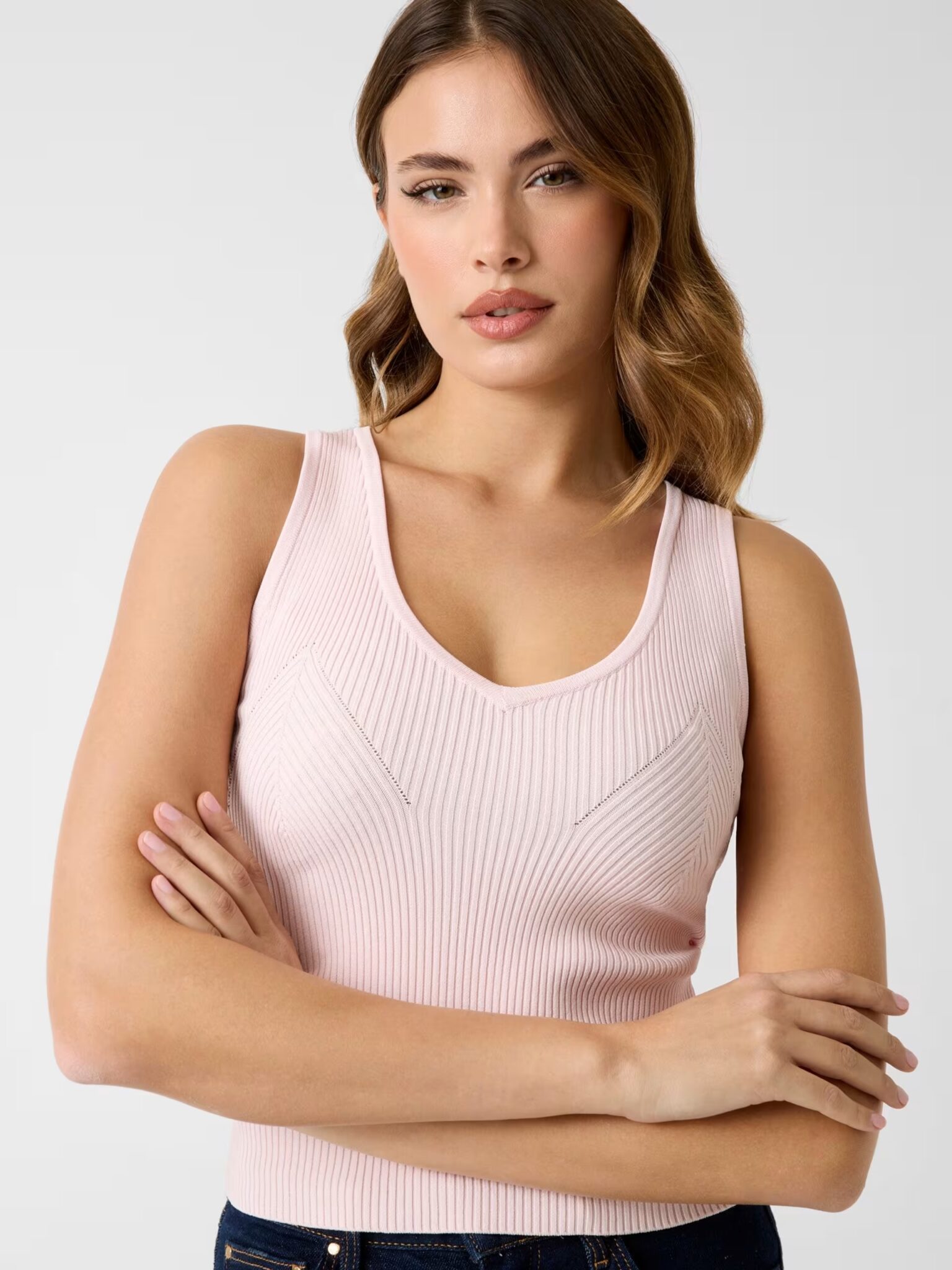 GUESS SL VN STELLA TANK TOP SWTR W6RR36Z0132 | PINK GUESS SL VN STELLA TANK TOP SWTR W6RR36Z0132 | PINK